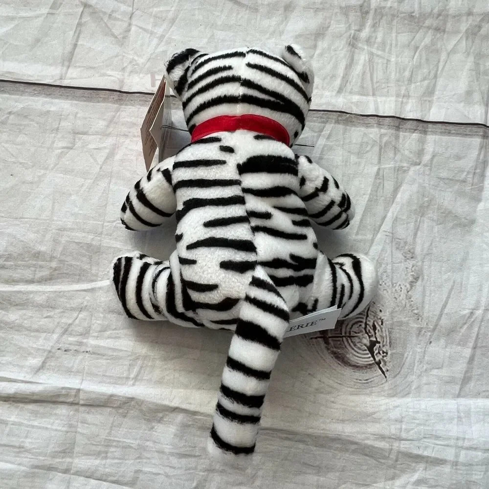 Galerie Love Leopard Wild Cat Plush White Black Striped Red Bow Stuffed‎ Animal